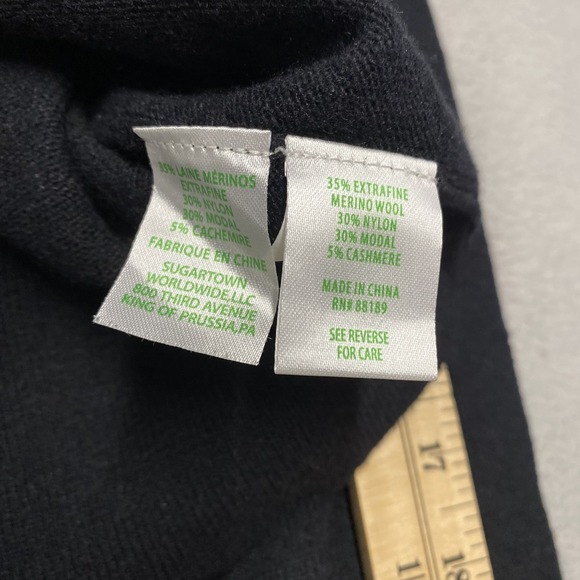 Lilly Pulitzer Odetta Sweater Large Black Rhinestone Merino Wool Cashmere Knit - Picture 8 of 9